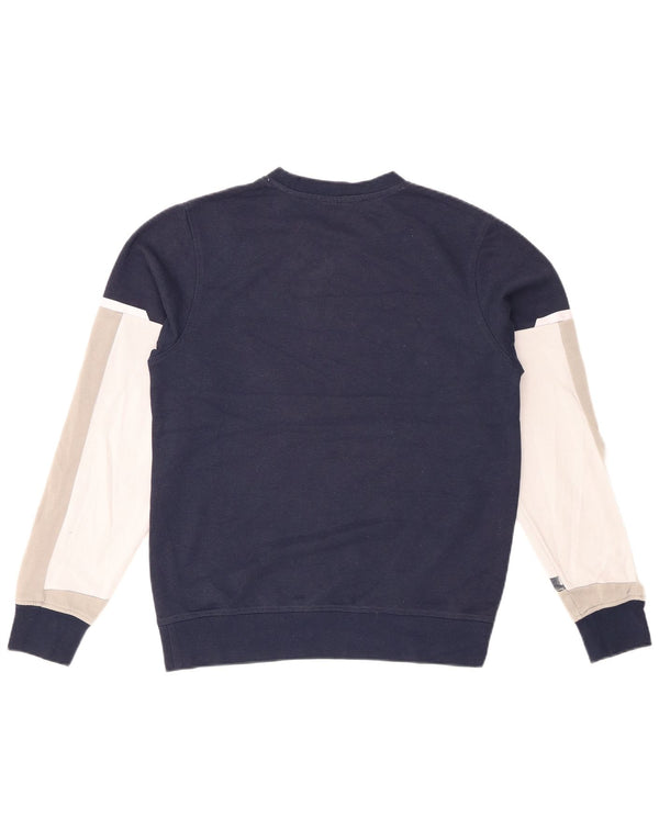 JACK & JONES Mens Sweatshirt Jumper Small Navy Blue Colourblock Cotton