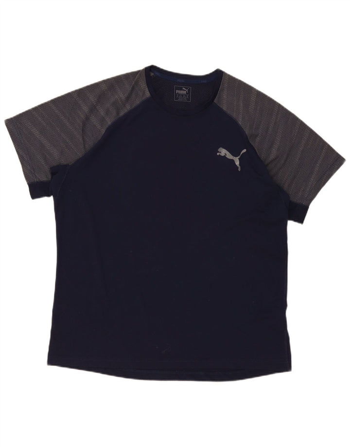 Puma Mens T-Shirt Top XL Navy Blue Colourblock Polyester