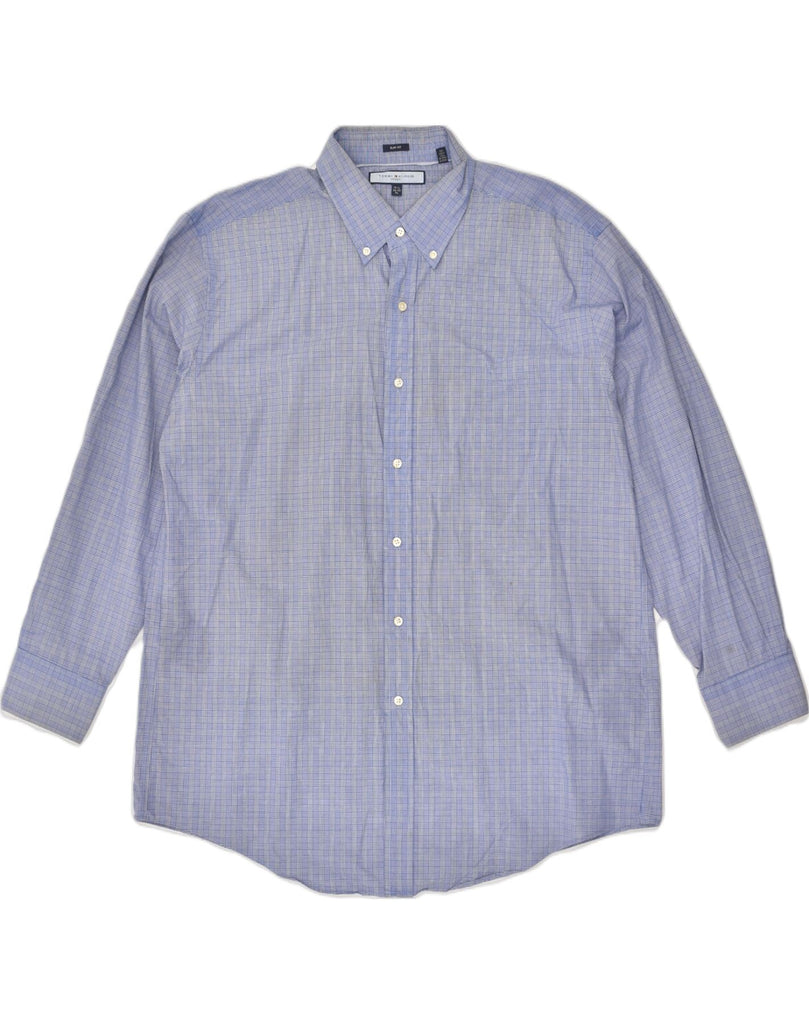 TOMMY HILFIGER Mens Slim Fit Shirt Size 171/2 XL Blue Check Cotton | Vintage Tommy Hilfiger | Thrift | Second-Hand Tommy Hilfiger | Used Clothing | Messina Hembry 