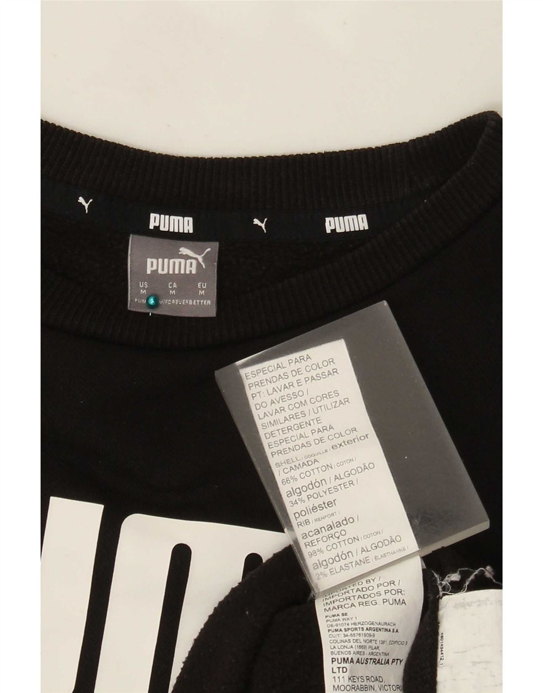 Puma Womens Graphic Sweatshirt Jumper UK 14 Medium Black Cotton