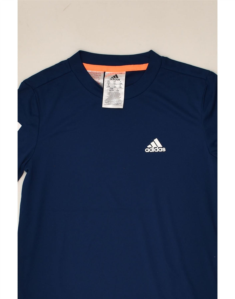 ADIDAS Boys Climalite T-Shirt Top 7-8 Years Navy Blue Colourblock | Vintage Adidas | Thrift | Second-Hand Adidas | Used Clothing | Messina Hembry 