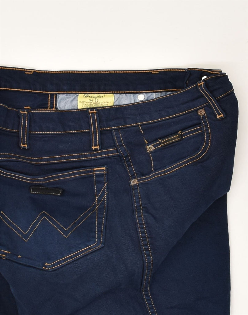 WRANGLER Mens Straight Jeans W34 L30  Navy Blue Cotton | Vintage Wrangler | Thrift | Second-Hand Wrangler | Used Clothing | Messina Hembry 