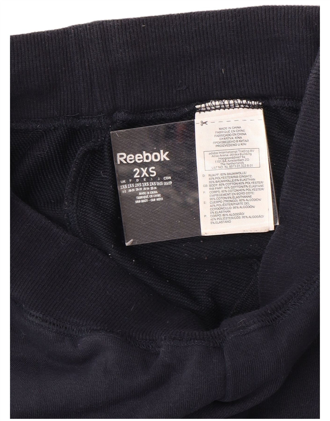REEBOK Womens Tracksuit Trousers Joggers UK 0/2 2XS  Navy Blue Cotton