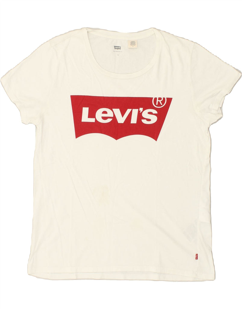 LEVI'S Womens Graphic T-Shirt Top UK 16 Large White Cotton | Vintage Levi's | Thrift | Second-Hand Levi's | Used Clothing | Messina Hembry 