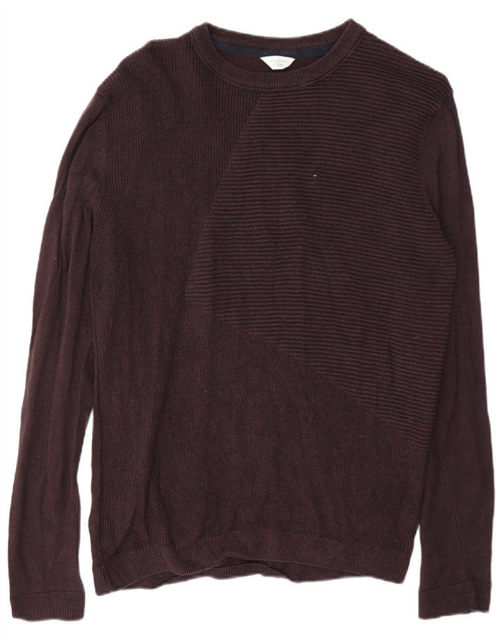Jack & Jones Mens Core Regular Fit Boat Neck Jumper Sweater Medium Burgundy
