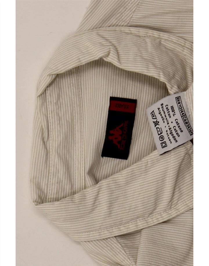 Kappa Mens Shirt 2XL Beige Pinstripe Cotton