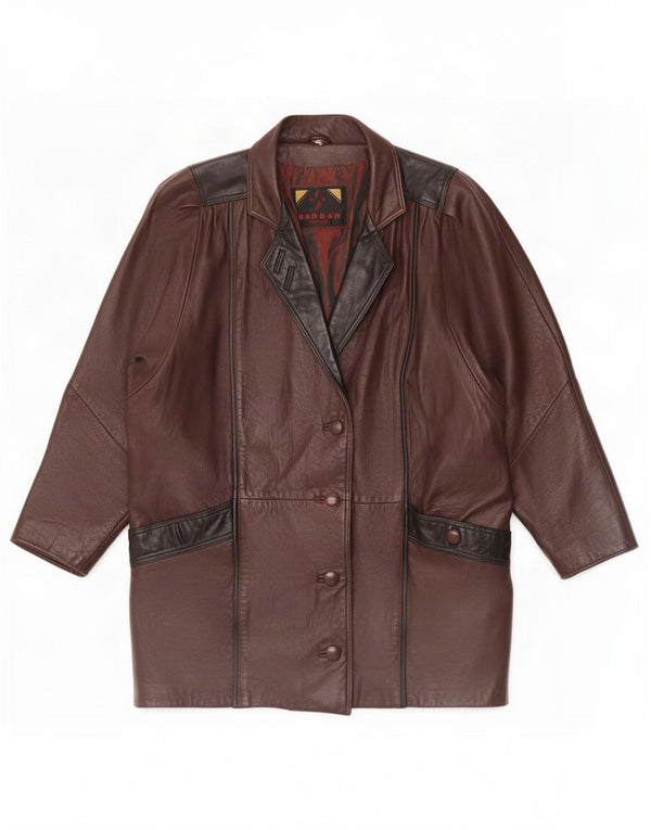 Sardar Womens Oversized Leather Coat UK 16 Large Brown