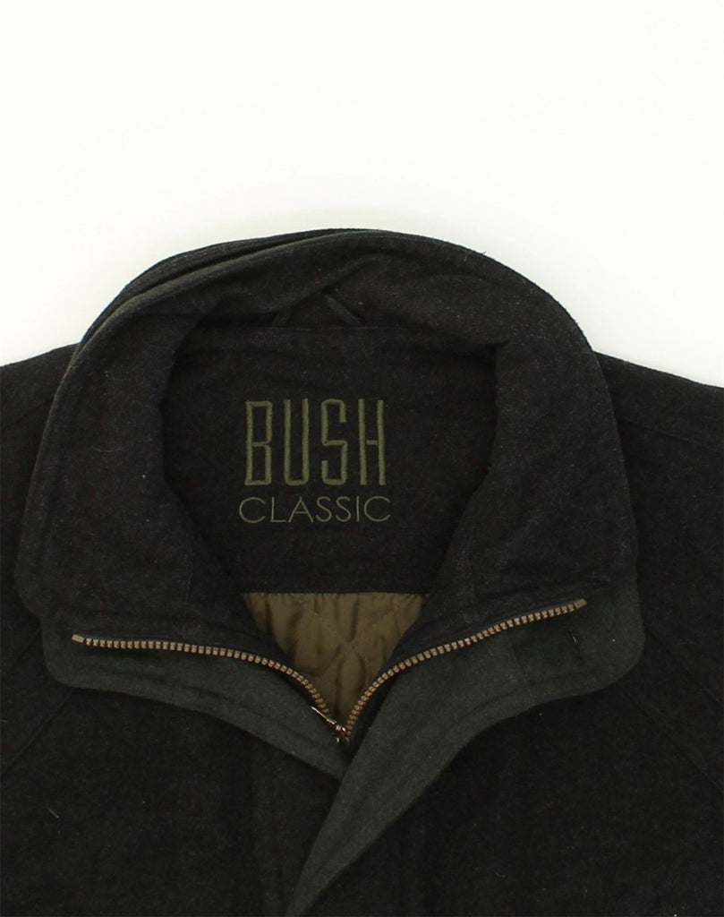 BUSH Mens Classic Overcoat UK 44 2XL Black Wool | Vintage Bush | Thrift | Second-Hand Bush | Used Clothing | Messina Hembry 