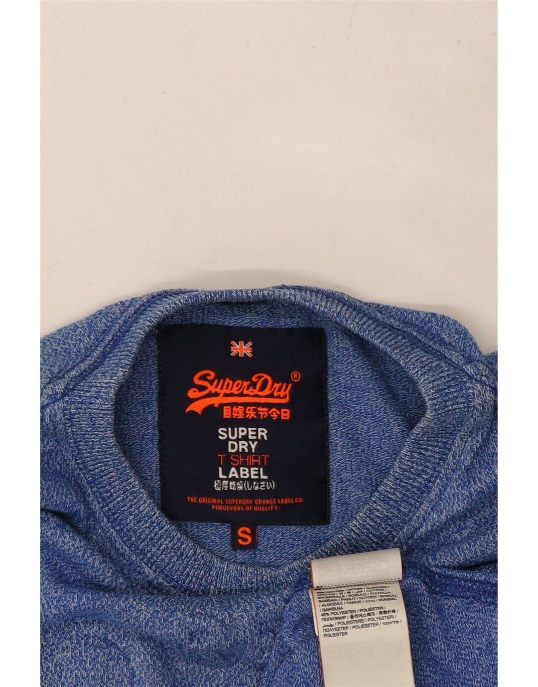 SUPERDRY Mens Graphic T-Shirt Top Small Blue Flecked Cotton