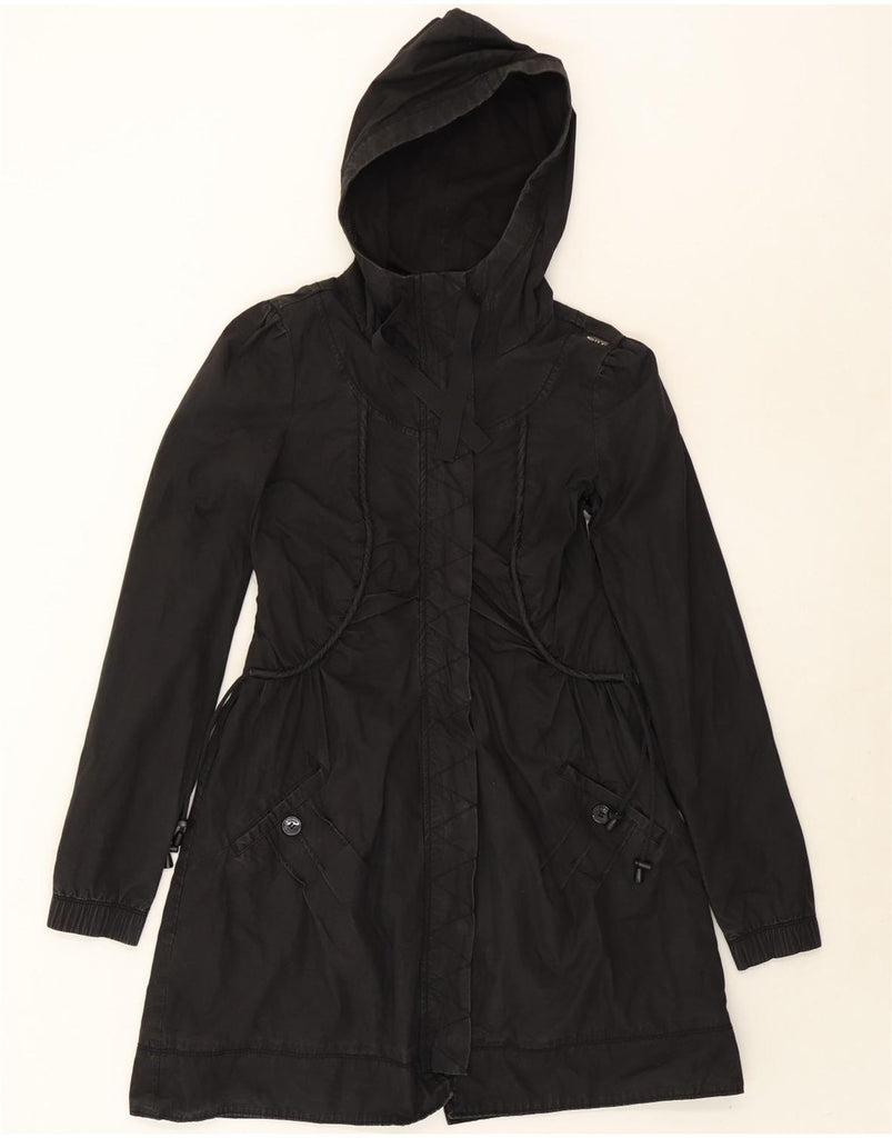 MISS SIXTY Womens Hooded Windbreaker Jacket UK 6 XS Black Cotton Vintage Miss Sixty and Second-Hand Miss Sixty from Messina Hembry 