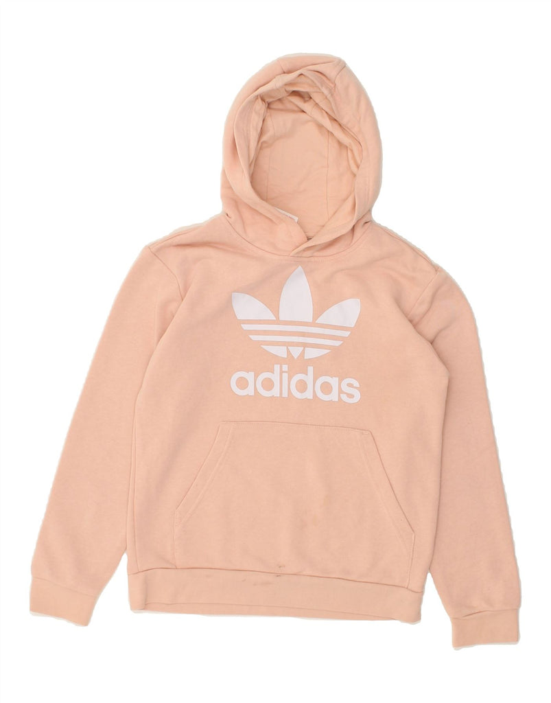 ADIDAS Girls Graphic Hoodie Jumper 10-11 Years Beige Cotton | Vintage Adidas | Thrift | Second-Hand Adidas | Used Clothing | Messina Hembry 