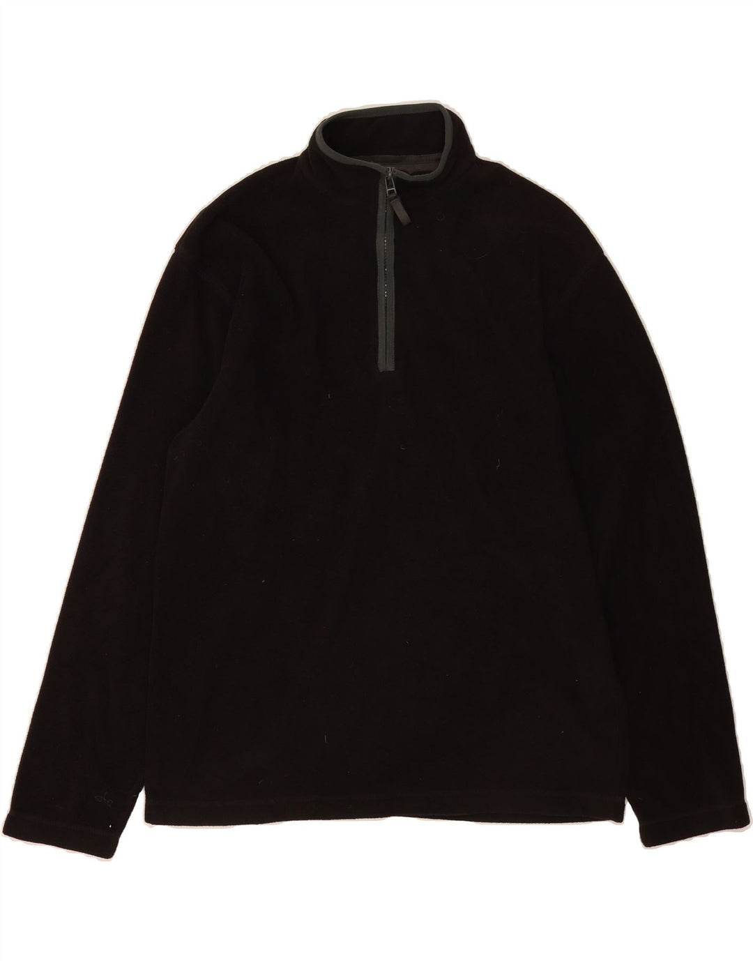 MARKS & SPENCER Mens Zip Neck Fleece Jumper Medium Black Polyester Vintage Marks & Spencer and Second-Hand Marks & Spencer from Messina Hembry 