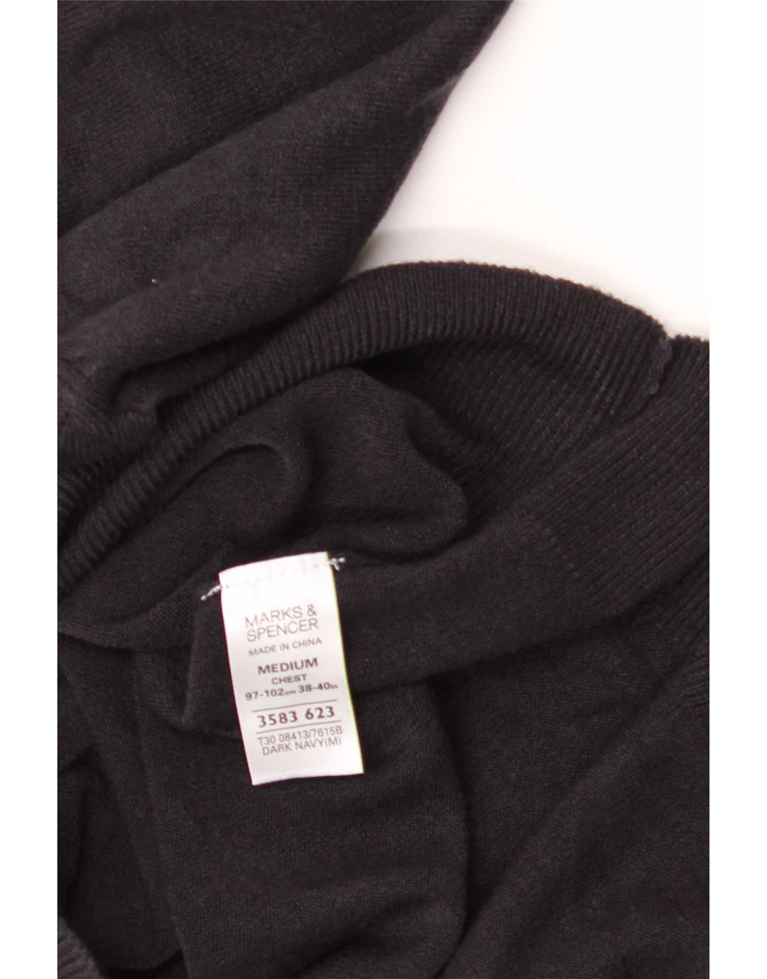 Marks & Spencer Mens Blue Harbour V-Neck Jumper Sweater Medium Navy Acrylic