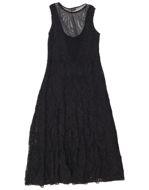 HUNZA Womens Sleeveless Maxi Dress UK 18 XL Black Paisley Viscose