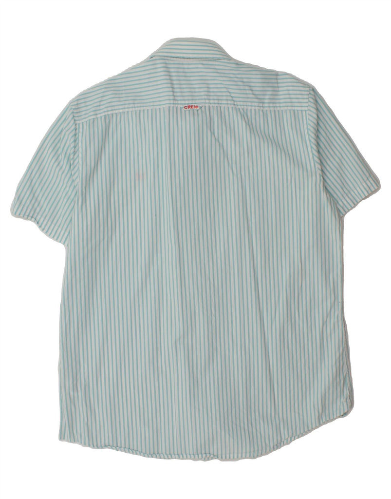 CREW CLOTHING Mens Short Sleeve Shirt XL Blue Striped Cotton Vintage Crew Clothing and Second-Hand Crew Clothing from Messina Hembry 