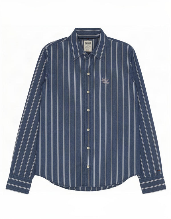 Tommy Hilfiger Mens Shirt Small Blue Striped Cotton