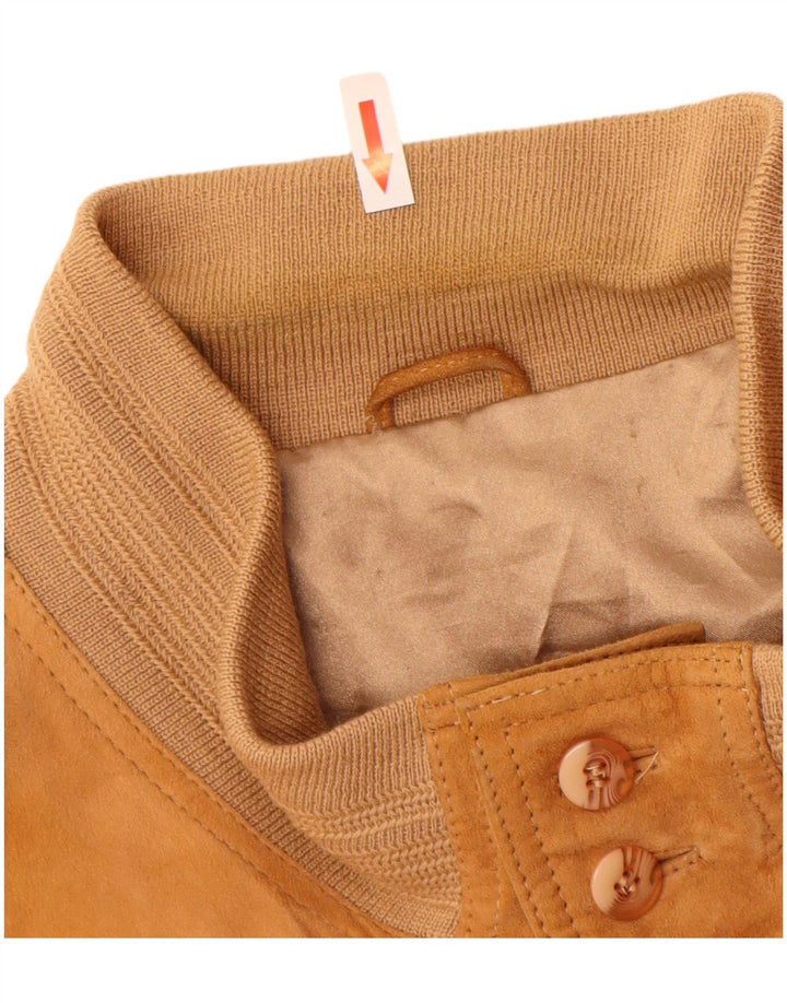 Vintage Mens Suede Bomber Jacket UK 40 Large Beige