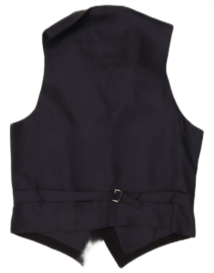 Vintage Mens Waistcoat IT 50 Medium Navy Blue Pinstripe