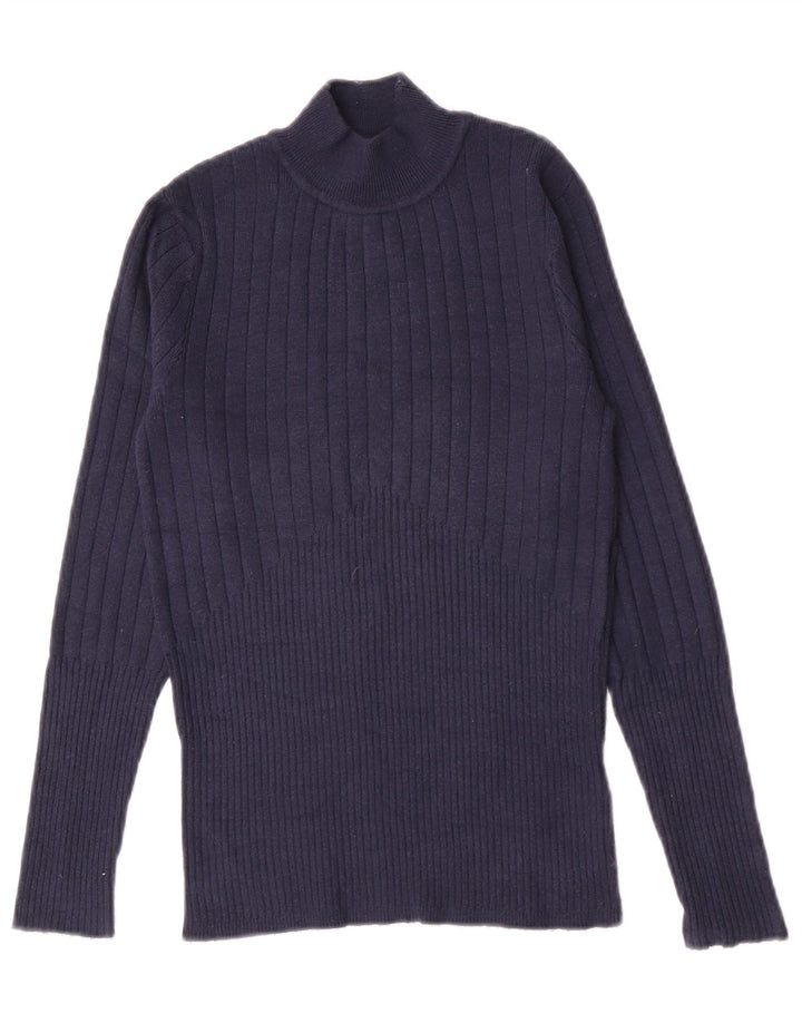 Marks & Spencer Womens Turtle Neck Jumper Sweater UK 10 Small Navy Blue