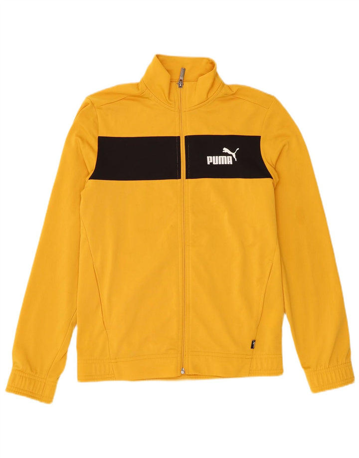 Puma Boys Tracksuit Top Jacket 13-14 Years Yellow Colourblock Polyester