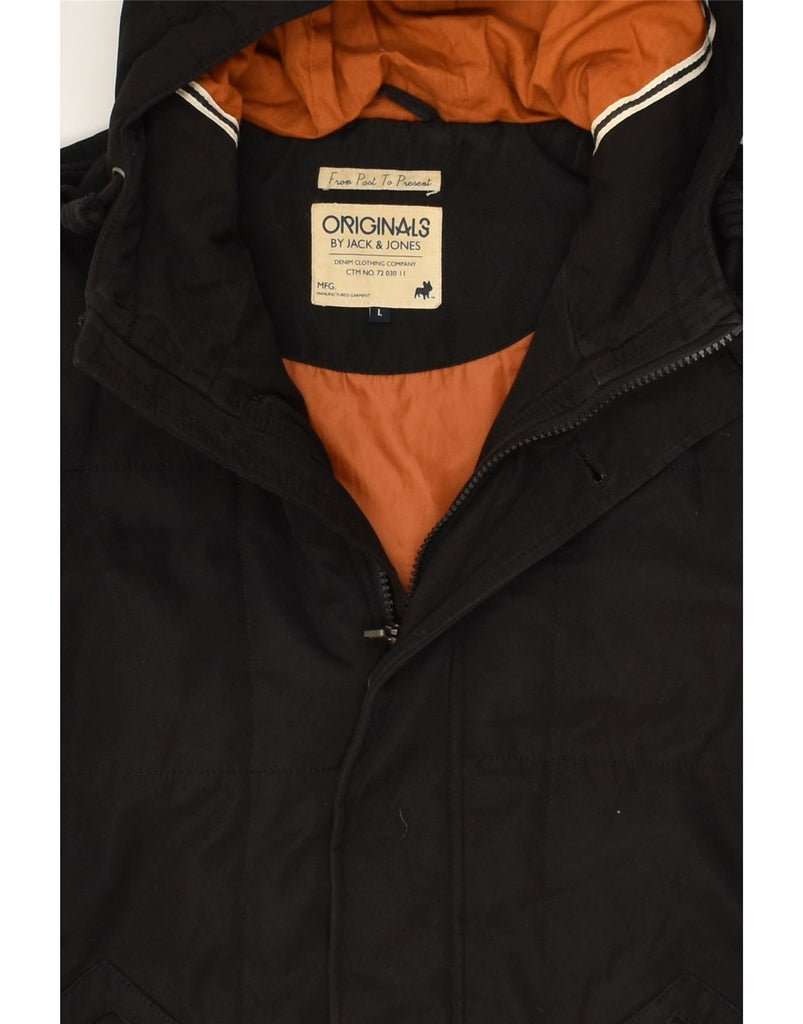 JACK & JONES Mens Hooded Padded Jacket UK 40 Large Black Polyester | Vintage Jack & Jones | Thrift | Second-Hand Jack & Jones | Used Clothing | Messina Hembry 