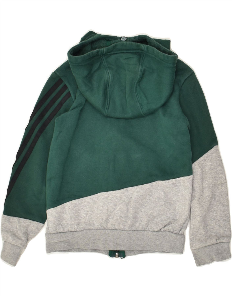ADIDAS Boys Zip Hoodie Sweater 7-8 Years Green Colourblock Cotton | Vintage Adidas | Thrift | Second-Hand Adidas | Used Clothing | Messina Hembry 
