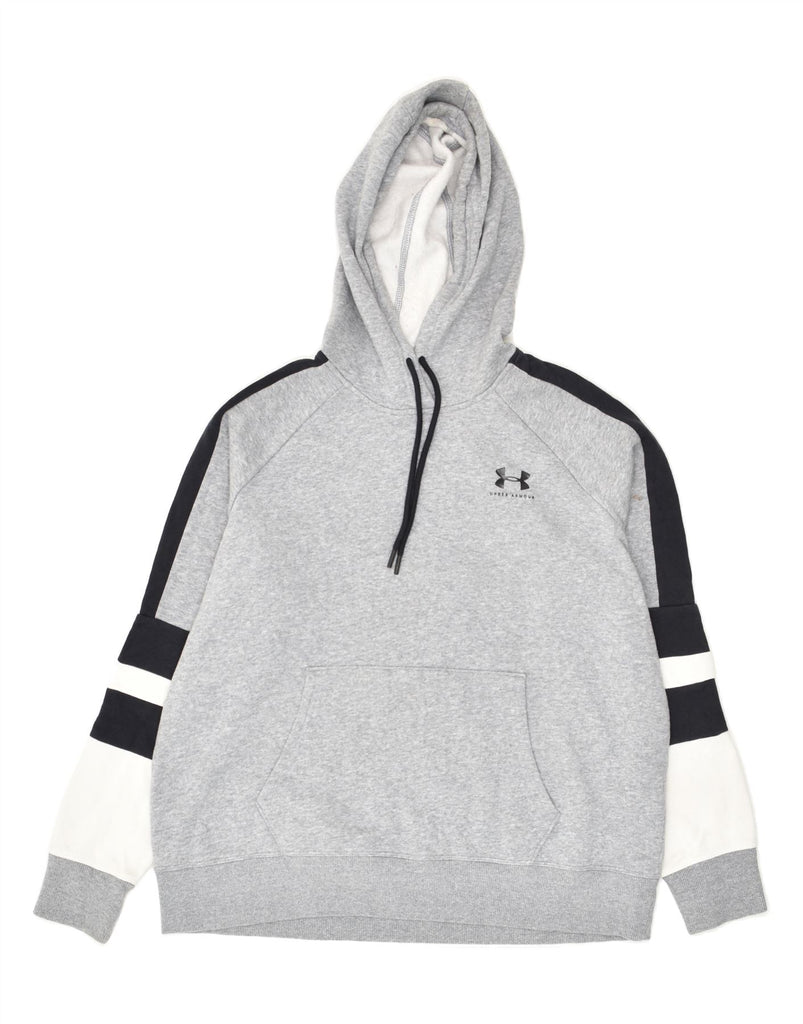 UNDER ARMOUR Mens Hoodie Jumper Large Grey Colourblock | Vintage Under Armour | Thrift | Second-Hand Under Armour | Used Clothing | Messina Hembry 