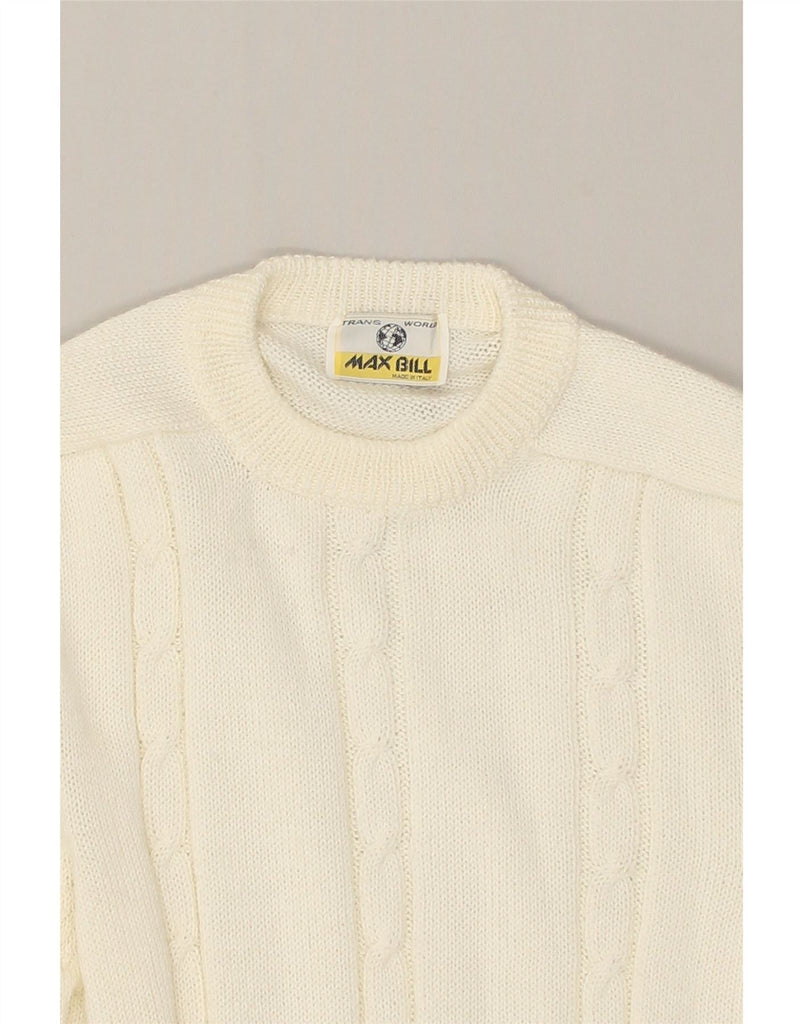 VINTAGE Womens Crew Neck Jumper Sweater UK 14 Medium White | Vintage Vintage | Thrift | Second-Hand Vintage | Used Clothing | Messina Hembry 