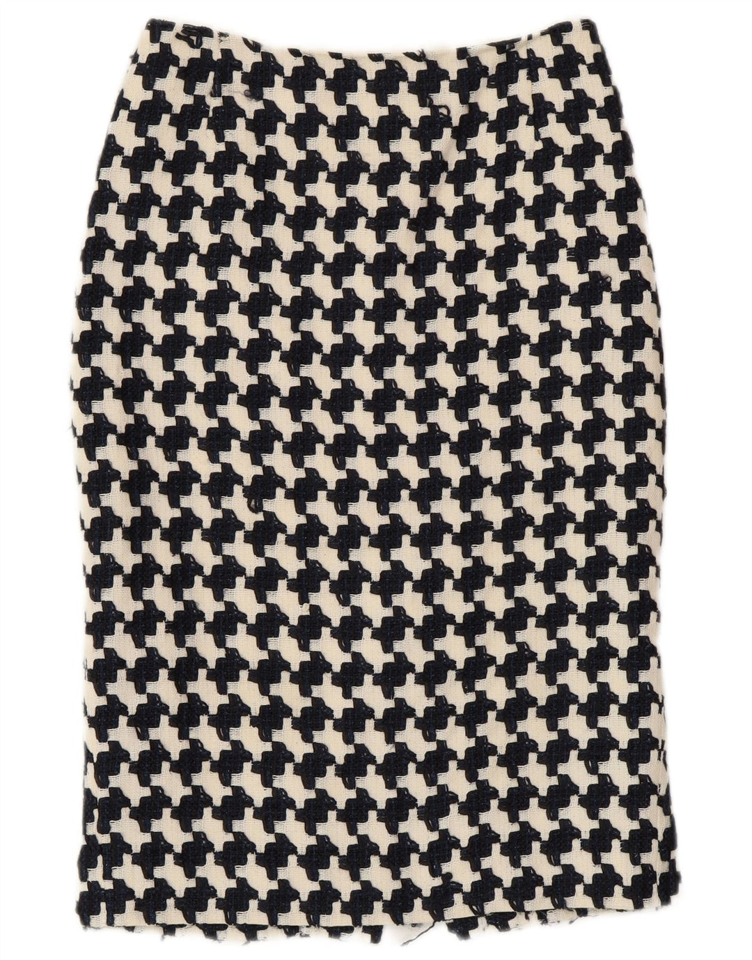 JAEGER Womens Pencil Skirt UK 8 Small W27 Black Houndstooth Cotton