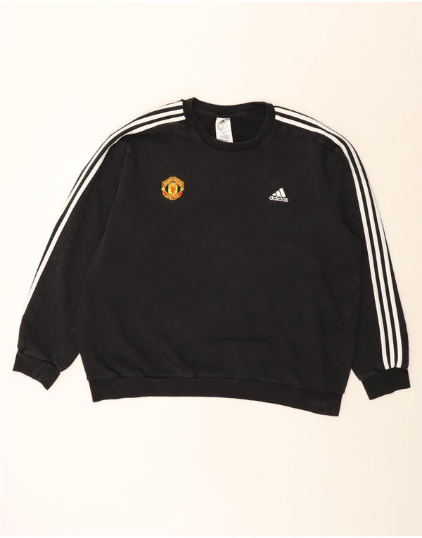Adidas Mens Manchester United Sweatshirt Jumper 2XL Black Cotton