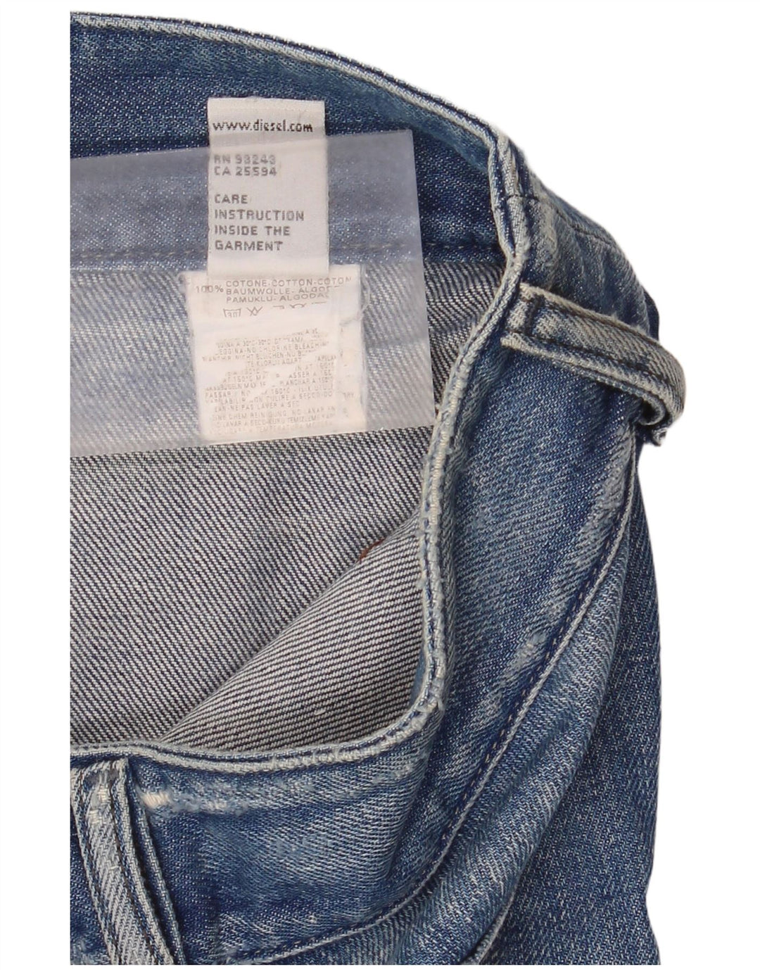 Diesel Womens Distressed Bootcut Jeans W26 L32 Blue Cotton