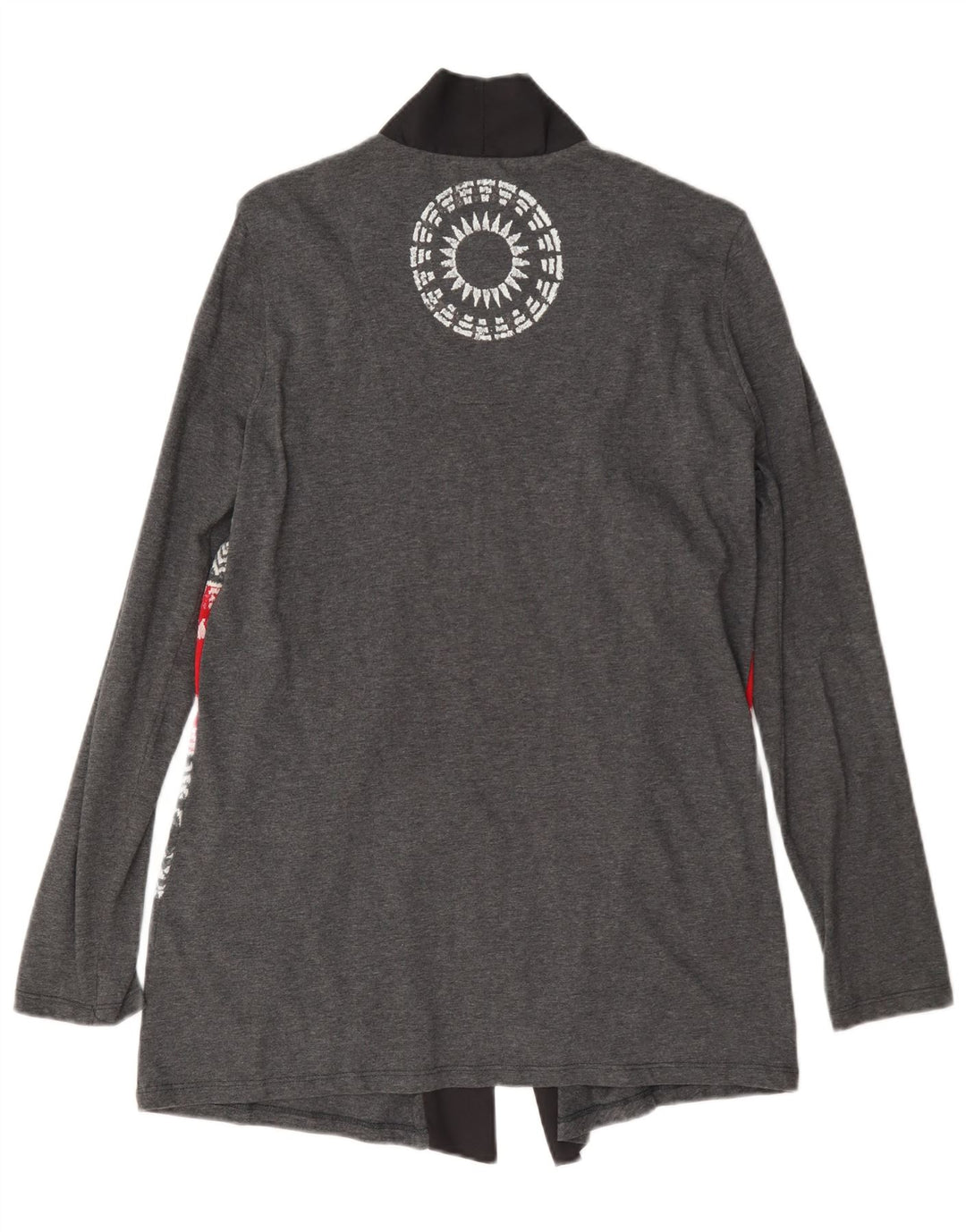 Desigual Womens Graphic Open Cardigan Sweater UK 12 Medium Grey Floral