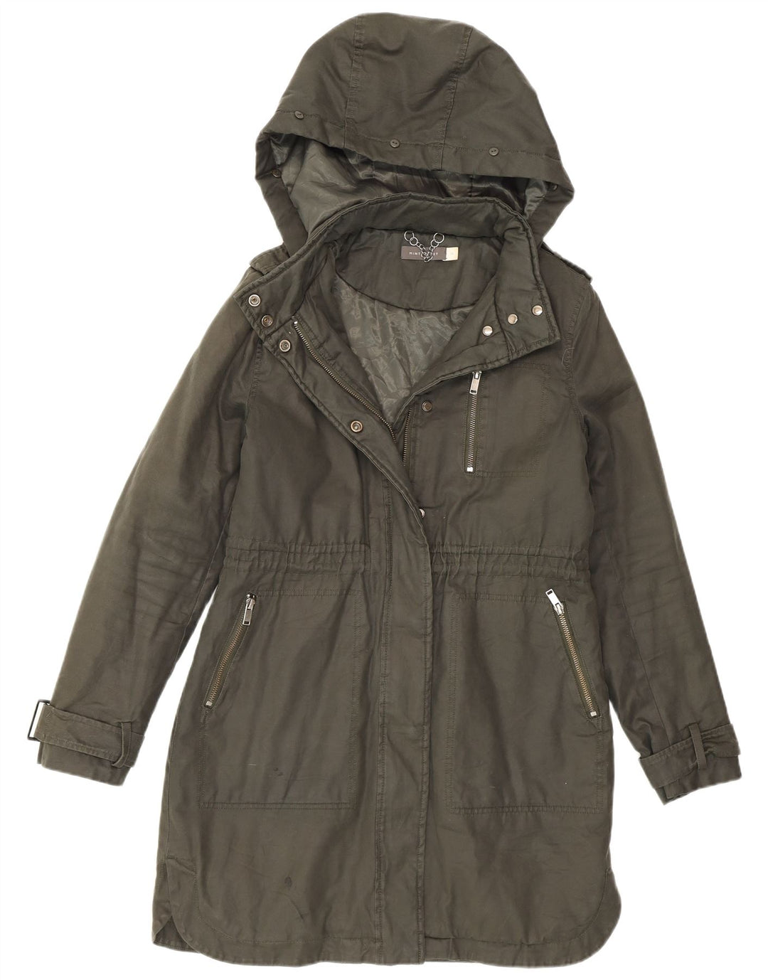 MINT VELVET Womens Hooded Parka Jacket UK 10 Small Khaki