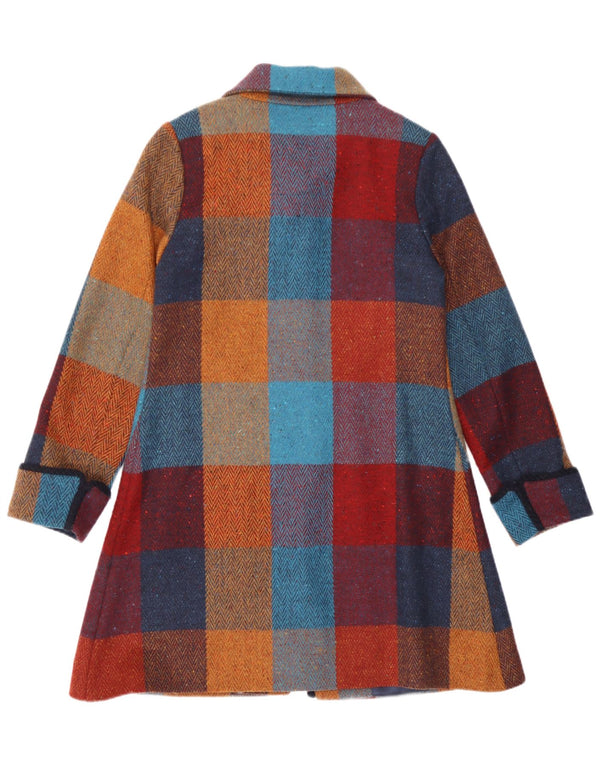 Avoca Womens Oversized Overcoat UK 1 2XS Multicoloured Check Wool