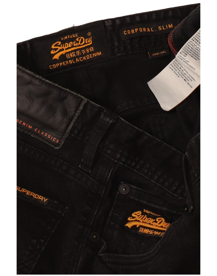 Superdry Mens Slim Jeans W34 L34 Black Cotton