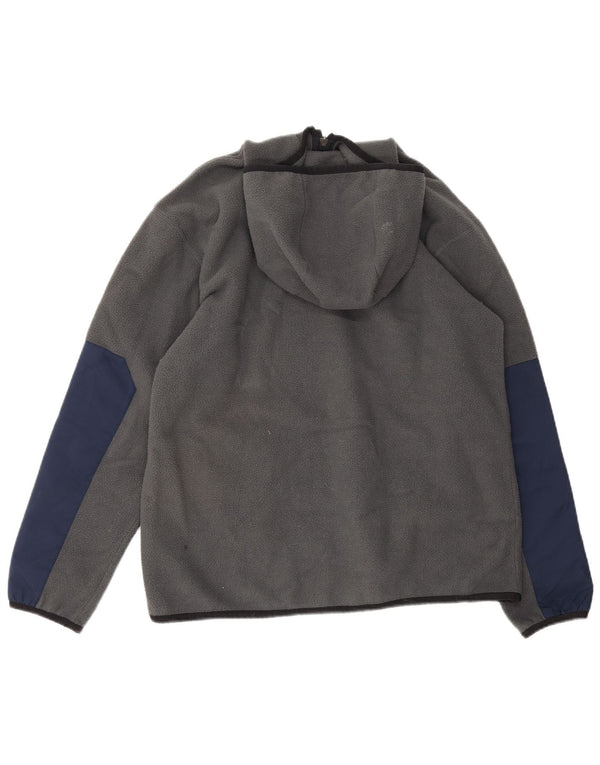 Nike Mens Hooded Zip Neck Fleece Jumper UK 39/41 Medium Grey Colourblock