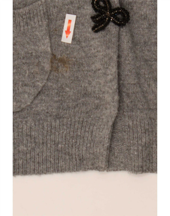 Zara Womens Cardigan Sweater UK 14 Large Grey Polyamide