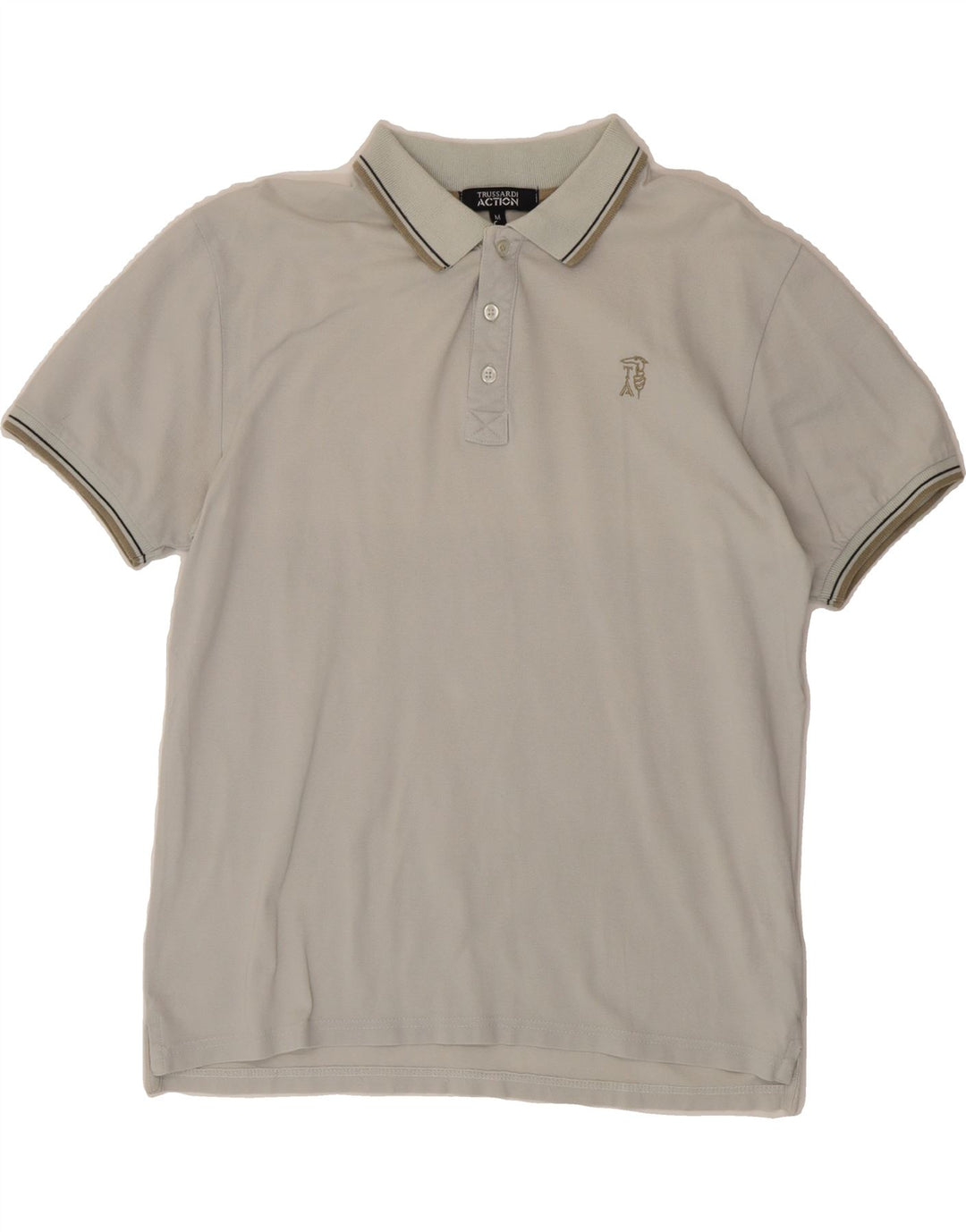 TRUSSARDI Mens Polo Shirt Medium Grey Cotton Vintage Trussardi and Second-Hand Trussardi from Messina Hembry 