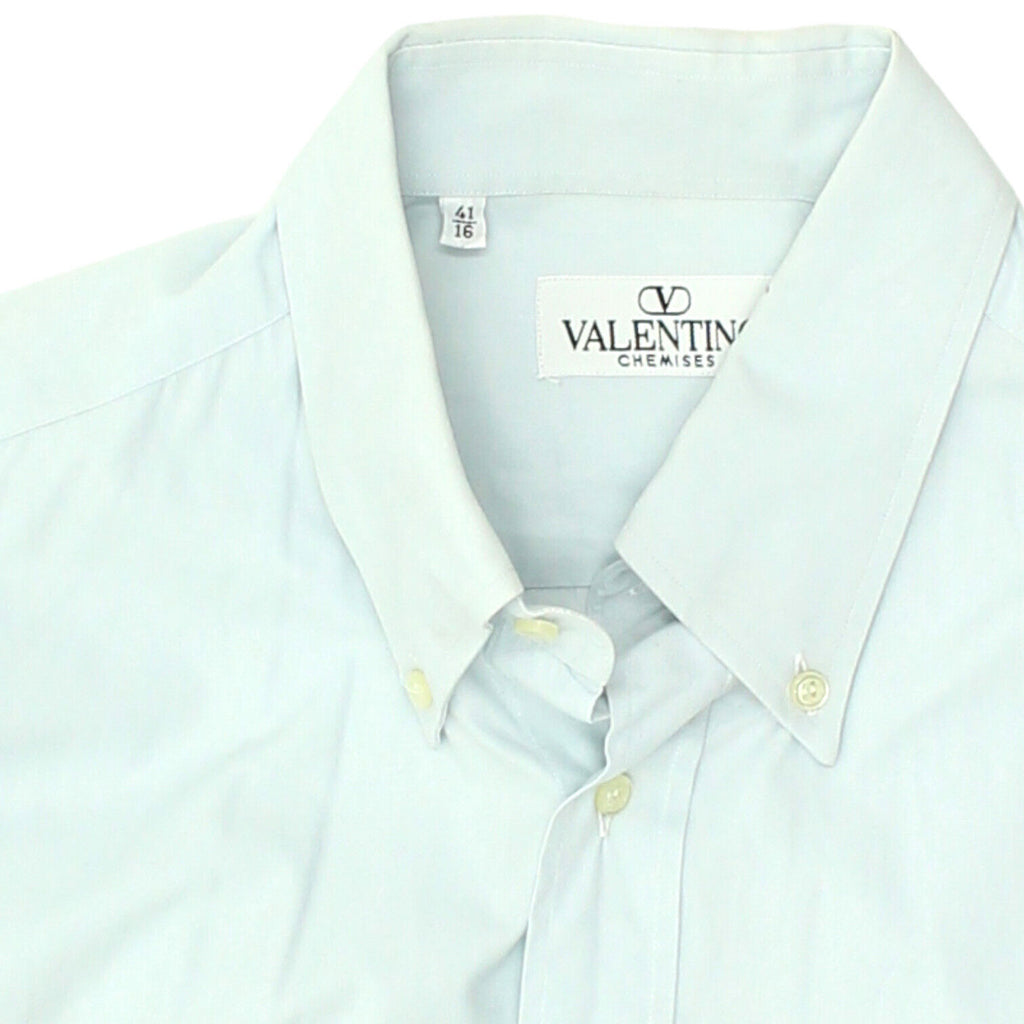 Valentino Mens Blue Button Down Collar Shirt | Vintage Designer Formal VTG | Vintage Messina Hembry | Thrift | Second-Hand Messina Hembry | Used Clothing | Messina Hembry 
