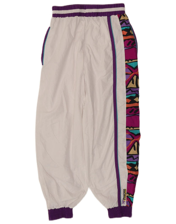 Vintage Womens Tracksuit Trousers Joggers UK 8 Small White Geometric