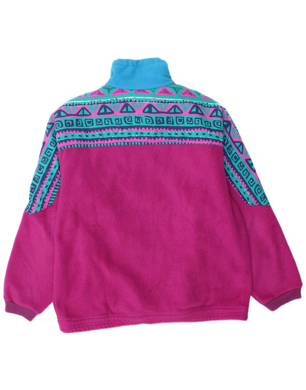 Great Escapes Mens Zip Fleece Jumper Large Purple Geometric Polyester