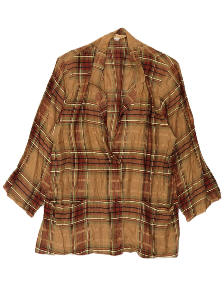 Marina Rinaldi Womens 2 Button Blazer Jacket Size 25 Large Brown Check