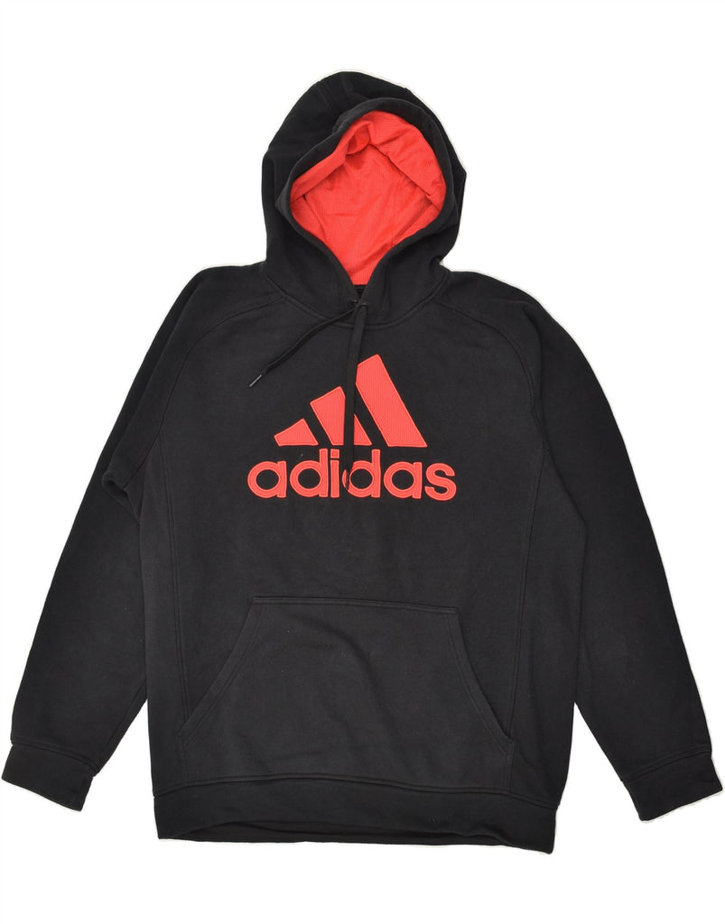 ADIDAS Mens Graphic Hoodie Jumper Medium Black Cotton | Vintage Adidas | Thrift | Second-Hand Adidas | Used Clothing | Messina Hembry 