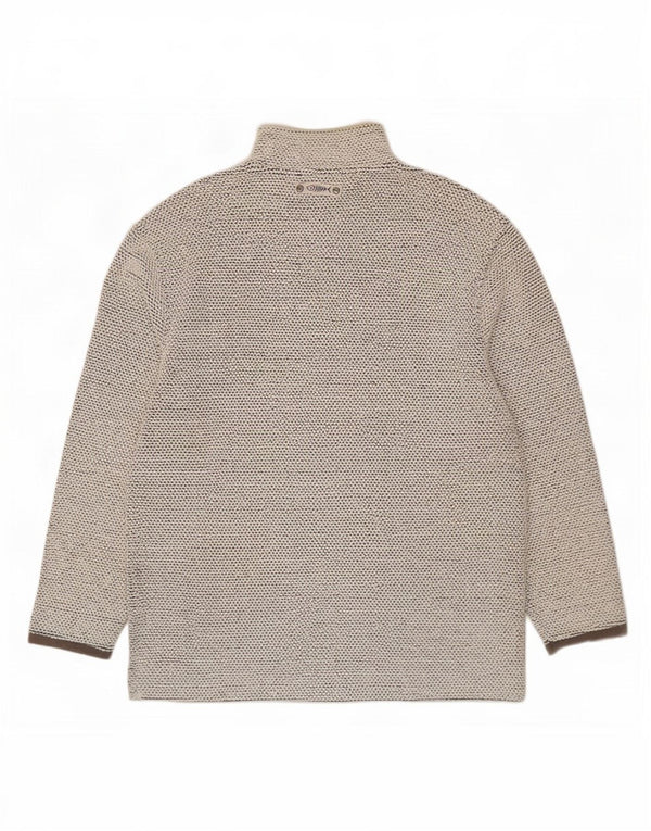 Weird Fish Mens Zip Neck Sweatshirt Jumper Medium Beige Cotton