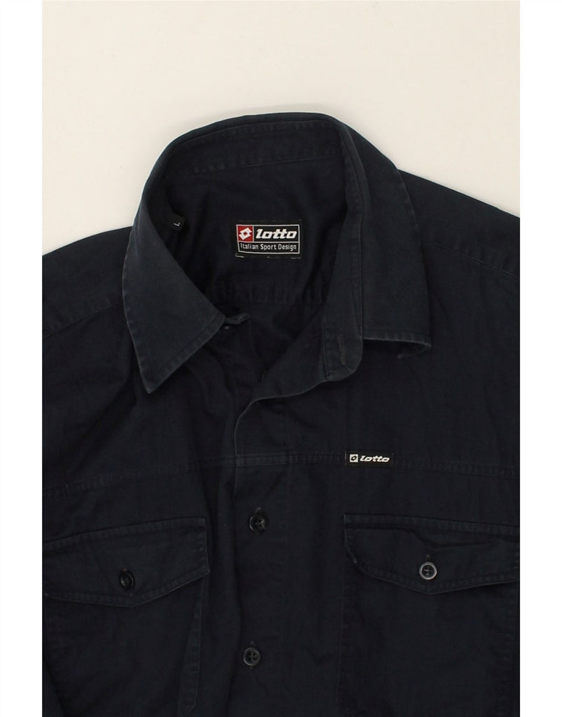 LOTTO Mens Shirt Large Navy Blue Cotton | Vintage Lotto | Thrift | Second-Hand Lotto | Used Clothing | Messina Hembry 