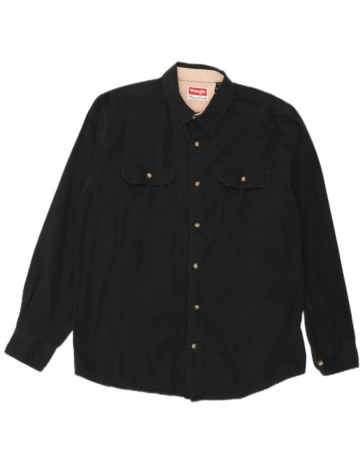 Wrangler Mens Shirt Medium Black Cotton