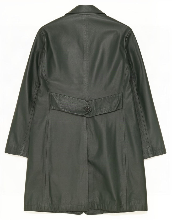 Vintage Womens Leather Coat IT 42 Medium Green