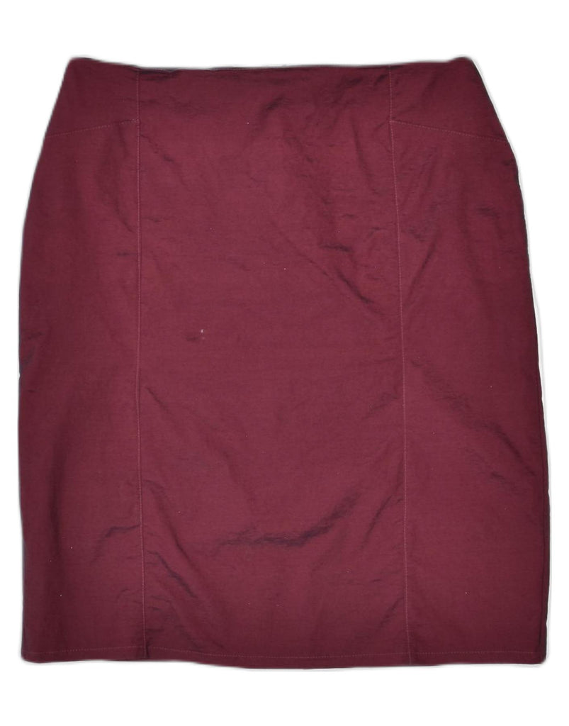 VINTAGE Womens Pencil Skirt UK 12 Medium W28 Maroon Polyester | Vintage | Thrift | Second-Hand | Used Clothing | Messina Hembry 