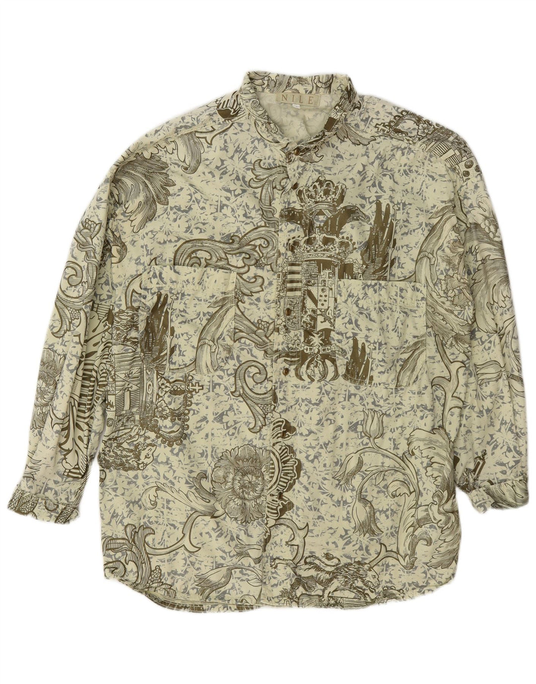 Vintage Mens Shirt Large Green Paisley Cotton