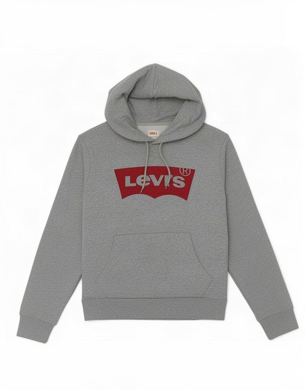 Levi's Mens Graphic Hoodie Jumper Small Grey Flecked Cotton